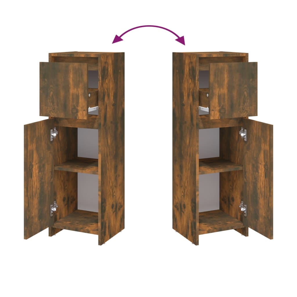 vidaXL Ντουλάπι Μπάνιου Καπνιστή Δρυς 30x30x95 εκ. Επεξεργασμένο Ξύλο