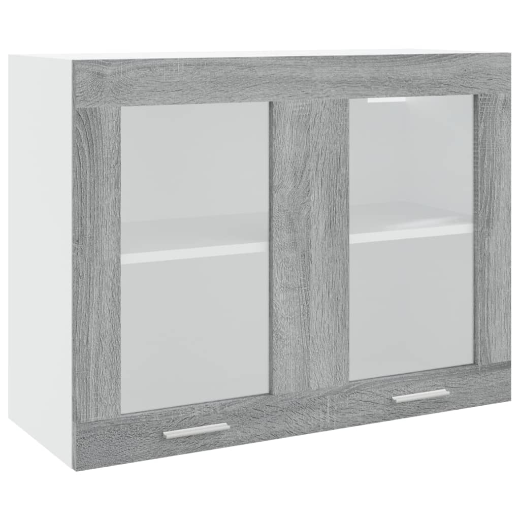 vidaXL Κρεμαστό Γυάλινο Ντουλάπι "Lyon" Γκρι Sonoma 80x31x60 εκ. από Τεχνητό Ξύλο