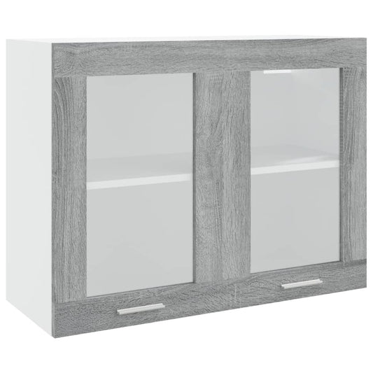 vidaXL Κρεμαστό Γυάλινο Ντουλάπι "Lyon" Γκρι Sonoma 80x31x60 εκ. από Τεχνητό Ξύλο
