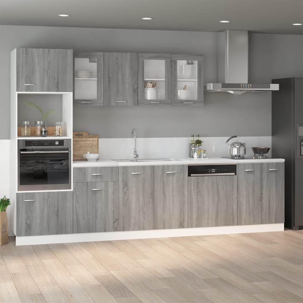 vidaXL Κρεμαστό Γυάλινο Ντουλάπι "Lyon" Γκρι Sonoma 80x31x60 εκ. από Τεχνητό Ξύλο