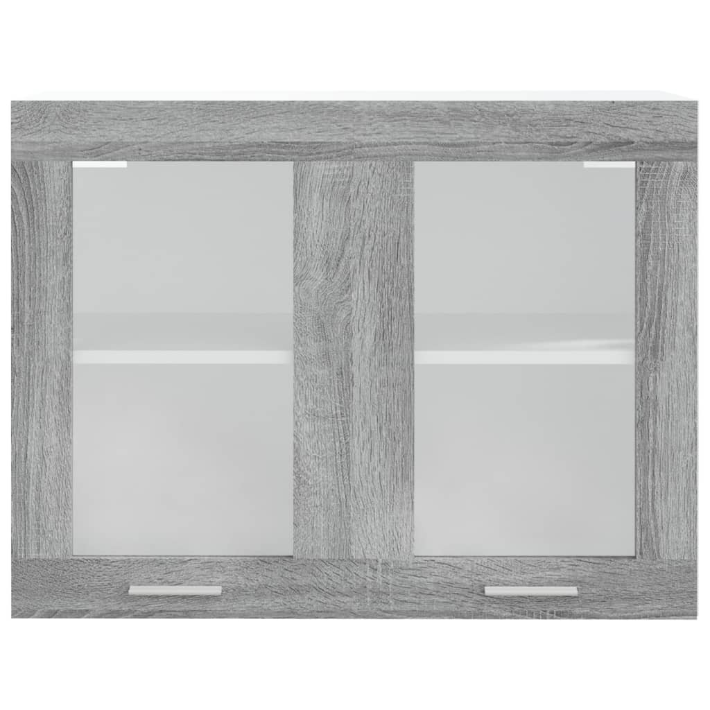 vidaXL Κρεμαστό Γυάλινο Ντουλάπι "Lyon" Γκρι Sonoma 80x31x60 εκ. από Τεχνητό Ξύλο