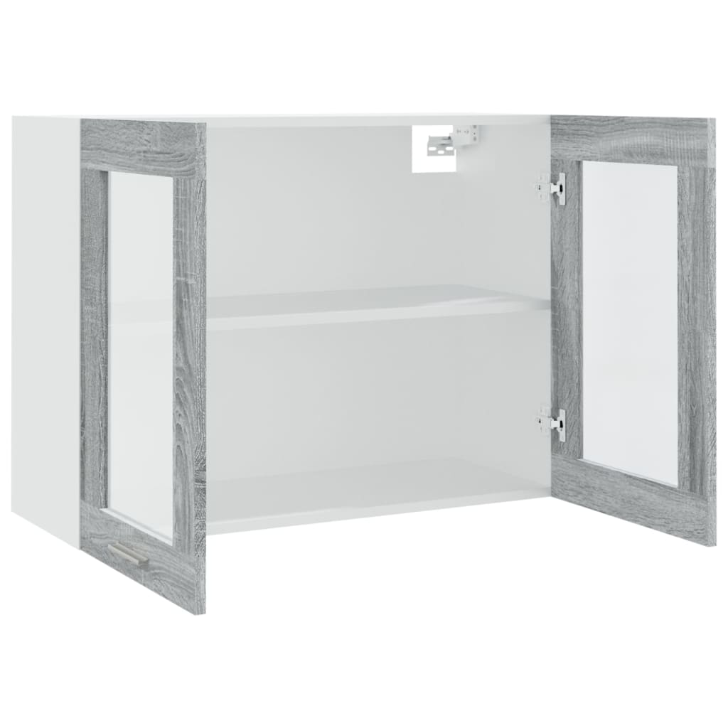vidaXL Κρεμαστό Γυάλινο Ντουλάπι "Lyon" Γκρι Sonoma 80x31x60 εκ. από Τεχνητό Ξύλο