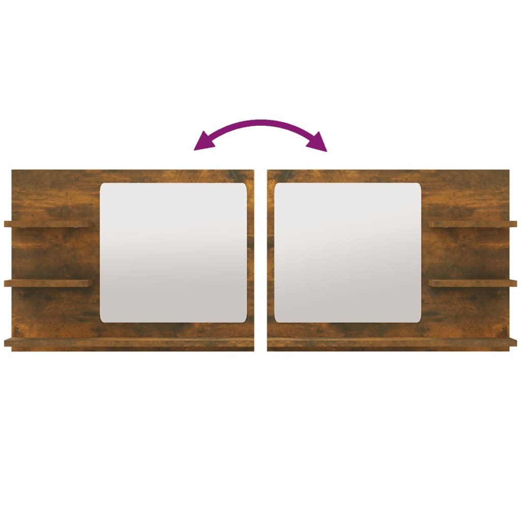 vidaXL Καθρέφτης Μπάνιου Καπνιστή Δρυς 60x10,5x45 εκ. Επεξεργ. Ξύλο