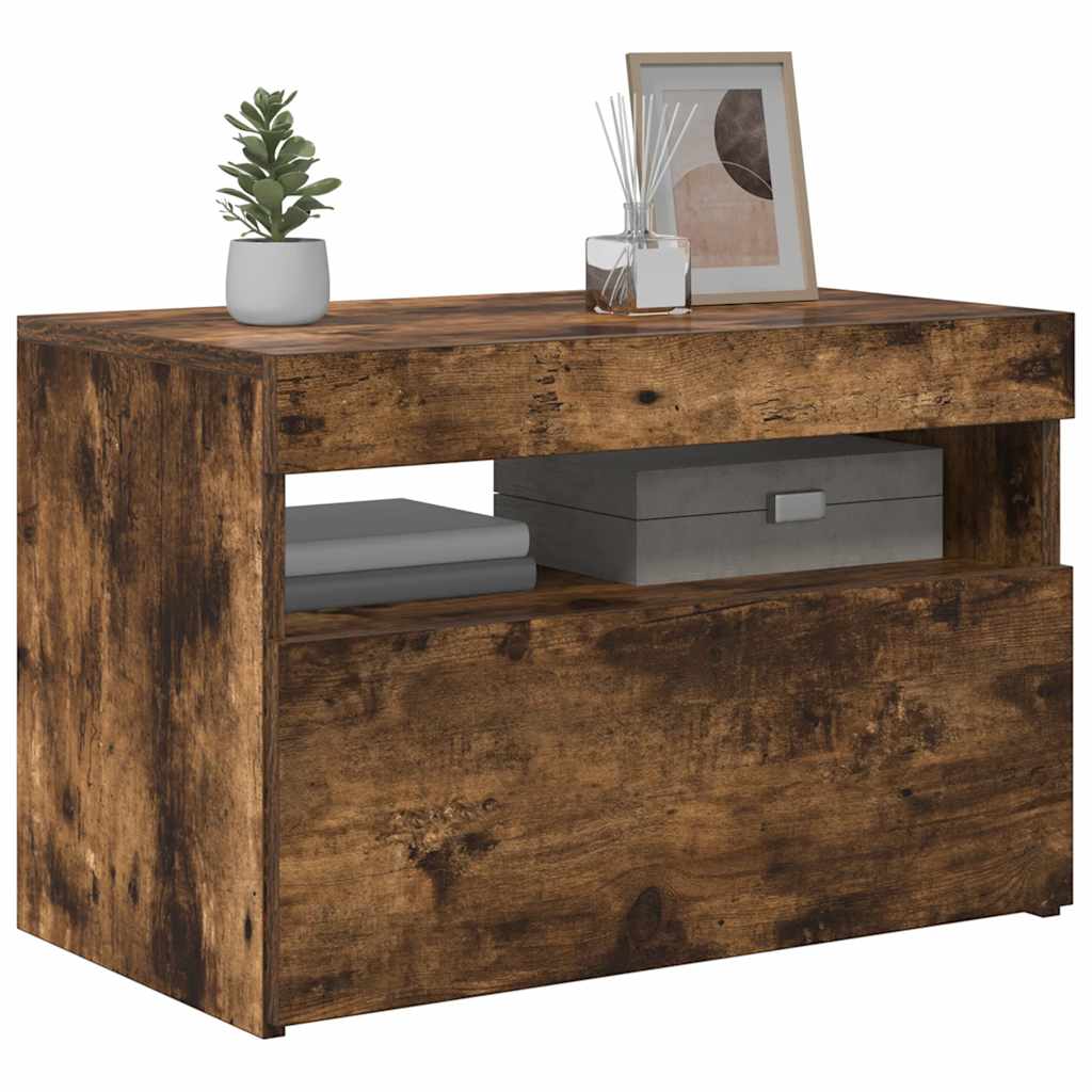 vidaXL Έπιπλο Τηλεόρασης με LED Καπνιστή Δρυς 60 x 35 x 40 εκ.