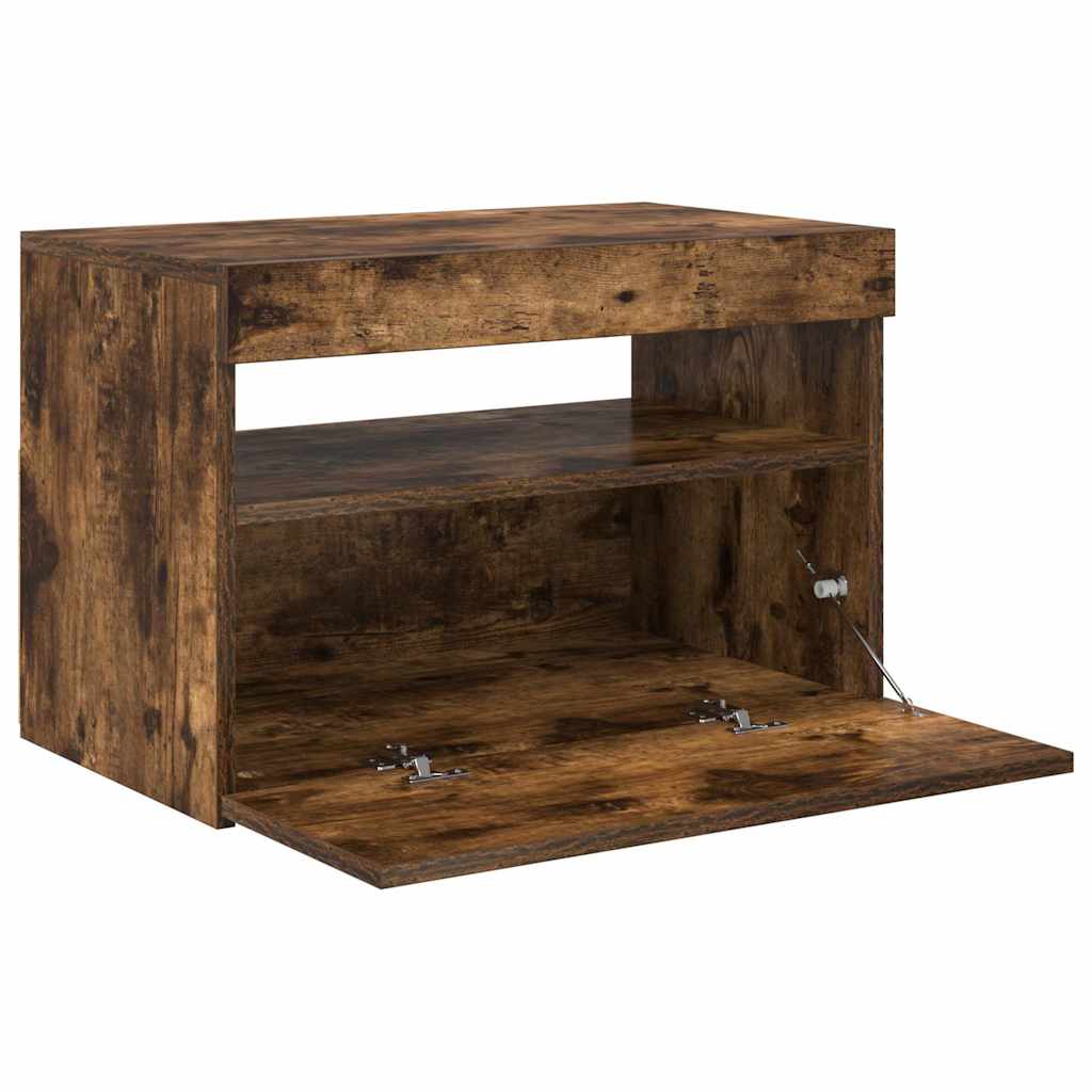 vidaXL Έπιπλο Τηλεόρασης με LED Καπνιστή Δρυς 60 x 35 x 40 εκ.