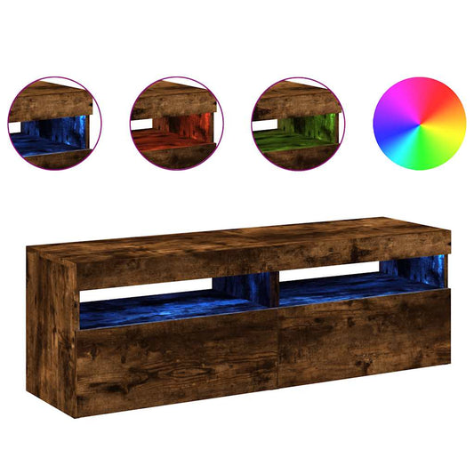 vidaXL Έπιπλα Τηλεόρασης με LED 2 τεμ. Καπνιστή Δρυς 60 x 35 x 40 εκ.