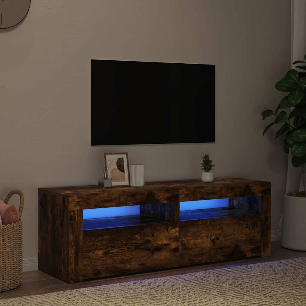 vidaXL Έπιπλο Τηλεόρασης με LED Καπνιστή Δρυς 120 x 35 x 40 εκ.