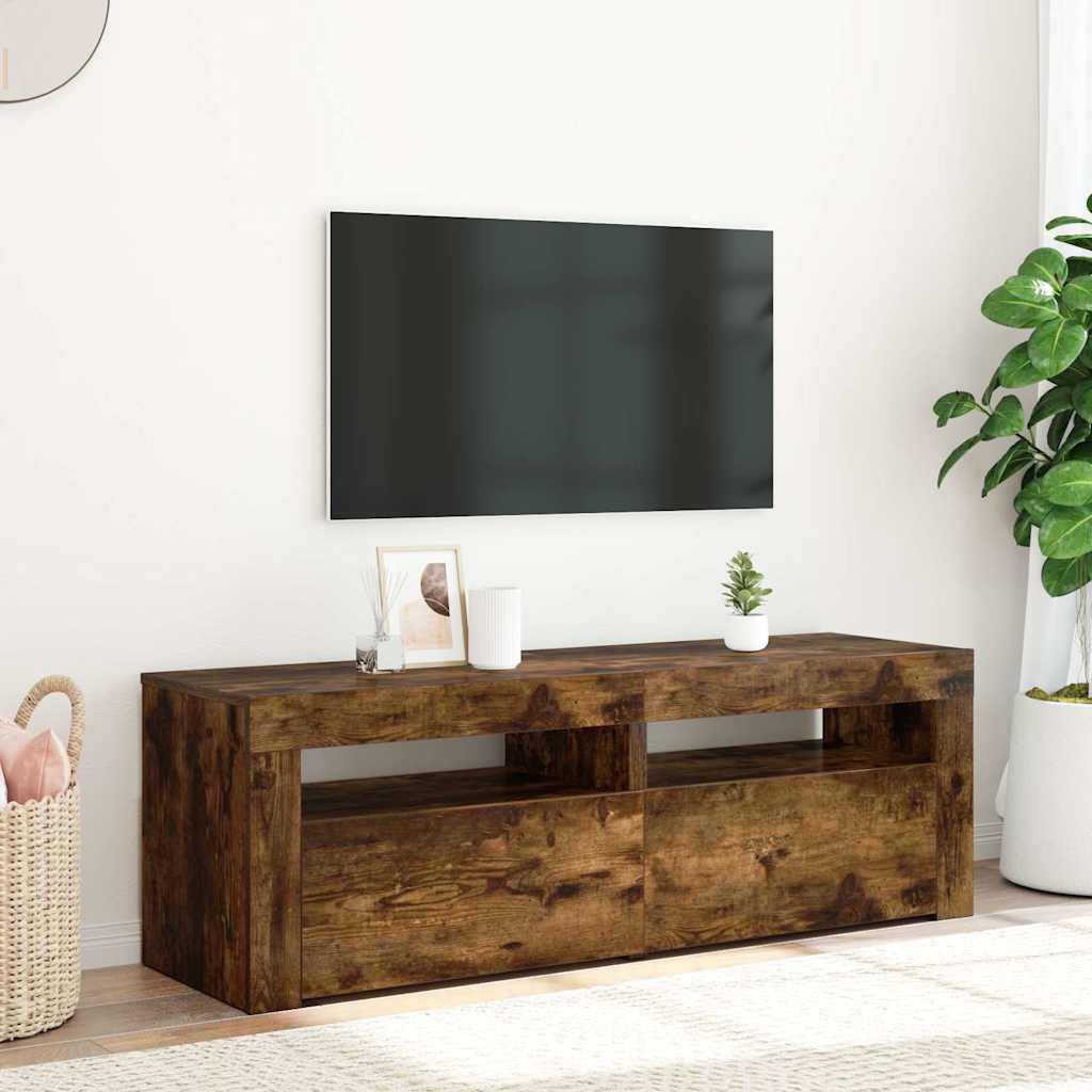 vidaXL Έπιπλο Τηλεόρασης με LED Καπνιστή Δρυς 120 x 35 x 40 εκ.