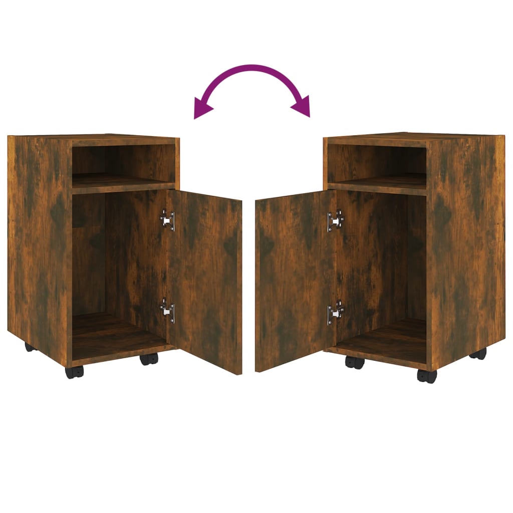 vidaXL Ντουλάπι με Ροδάκια Καπνιστή Δρυς 33x38x60 εκ. Επεξεργ. ξύλο