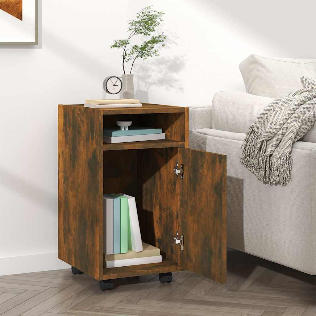 vidaXL Ντουλάπι με Ροδάκια Καπνιστή Δρυς 33x38x60 εκ. Επεξεργ. ξύλο