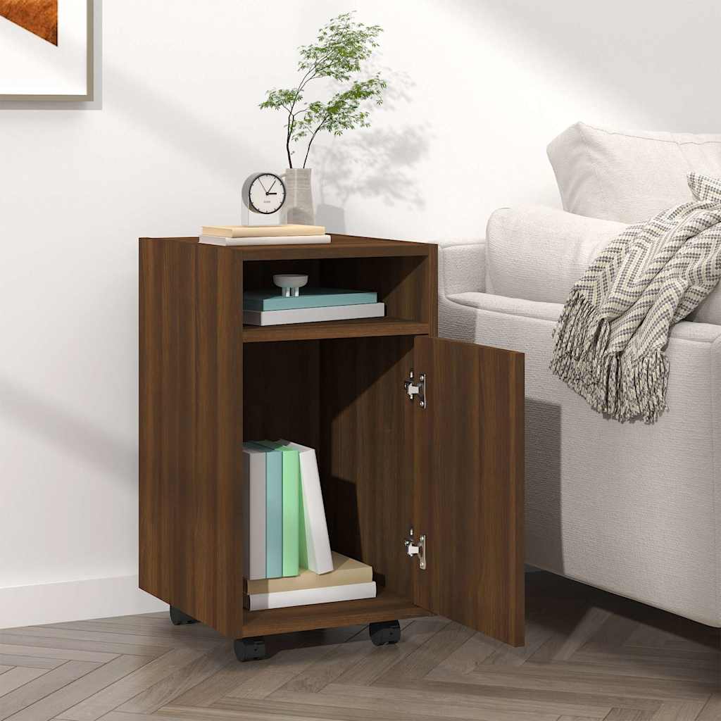 vidaXL Ντουλάπι με Ροδάκια Καφέ Δρυς 33x38x60 εκ. Επεξεργασμένο ξύλο
