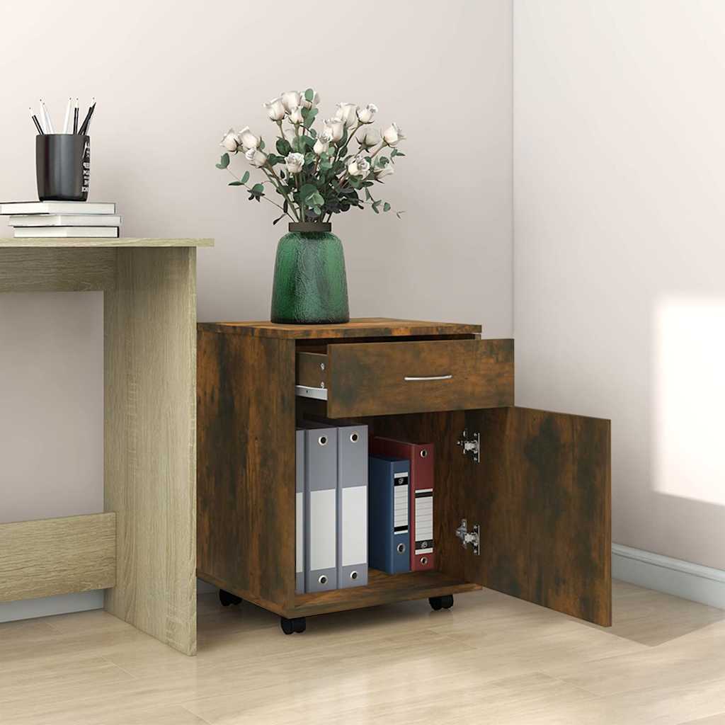 vidaXL Ντουλάπι Με Ροδάκια Καπνιστή Δρυς 45x38x54 εκ. Επεξεργ. Ξύλο