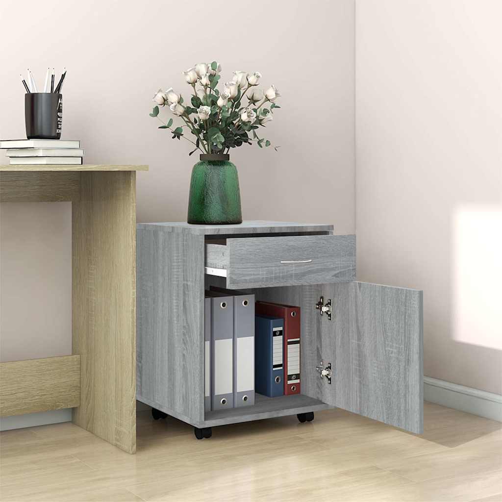 vidaXL Ντουλάπι Με Ροδάκια Γκρι Sonoma 45 x 38 x 54 εκ. Επεξεργ. Ξύλο