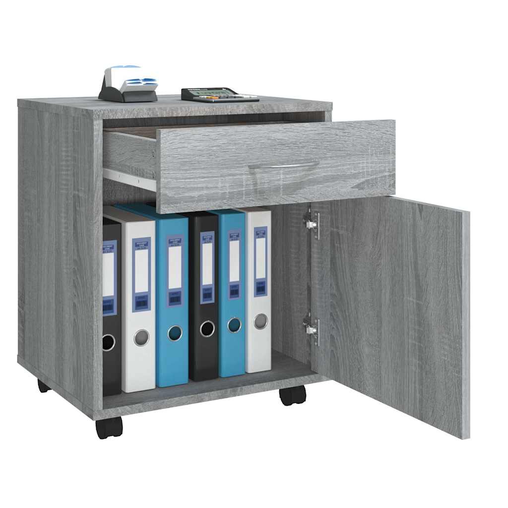 vidaXL Ντουλάπι Με Ροδάκια Γκρι Sonoma 45 x 38 x 54 εκ. Επεξεργ. Ξύλο