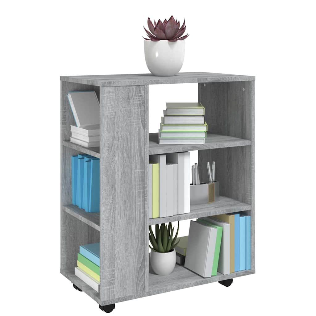 vidaXL Ντουλάπι Με Ροδάκια Γκρι Sonoma 60 x 35 x 75 εκ. Επεξεργ. Ξύλο
