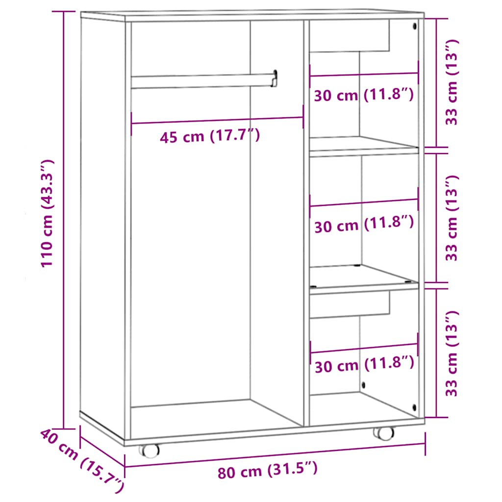 vidaXL Ντουλάπα Καπνιστή Δρυς 80 x 40 x 11 εκ. από Επεξεργασμένο Ξύλο
