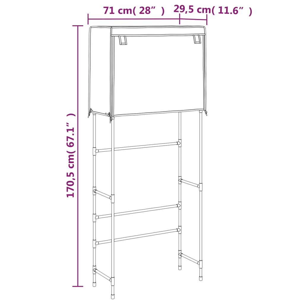vidaXL Ραφιέρα 2 Επιπέδων για Πλυντήριο Μαύρη 71x29,5x170,5 εκ. Σίδερο