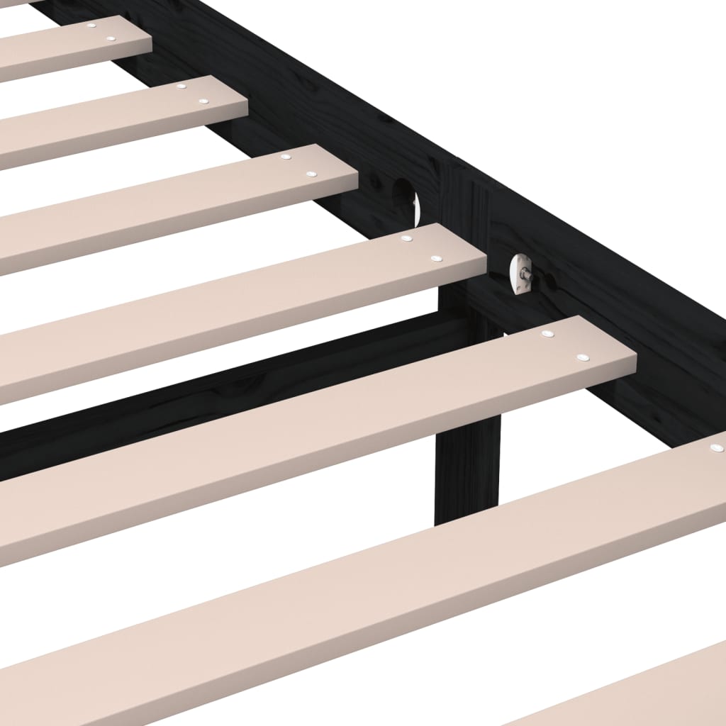 vidaXL Πλαίσιο Κρεβατιού Μαύρο 200 x 200 εκ. από Μασίφ Ξύλο