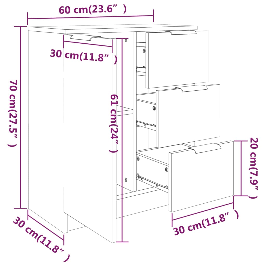 vidaXL Ντουλάπι Καπνιστή Δρυς 60 x 30 x 70 εκ. από Επεξεργασμένο Ξύλο