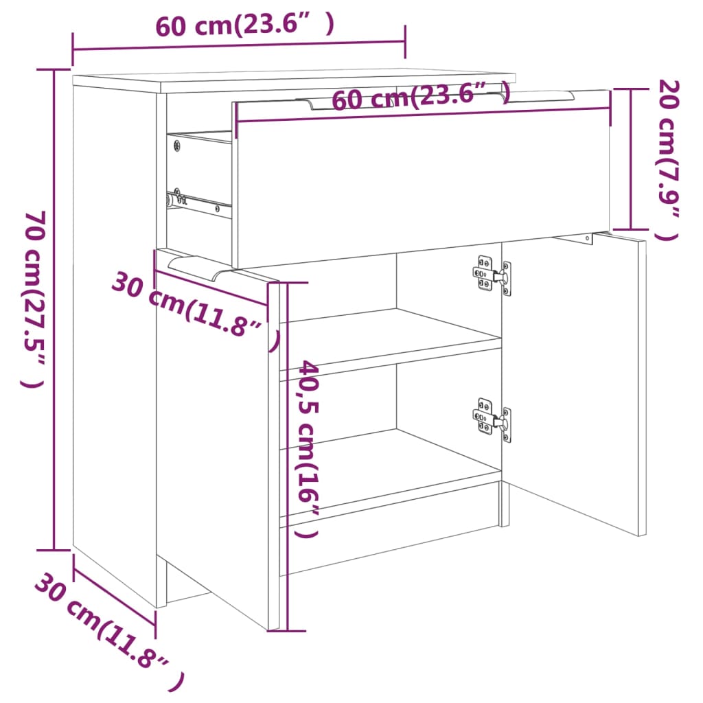 vidaXL Ντουλάπι Καπνιστή Δρυς 60 x 30 x 70 εκ. από Επεξεργασμένο Ξύλο