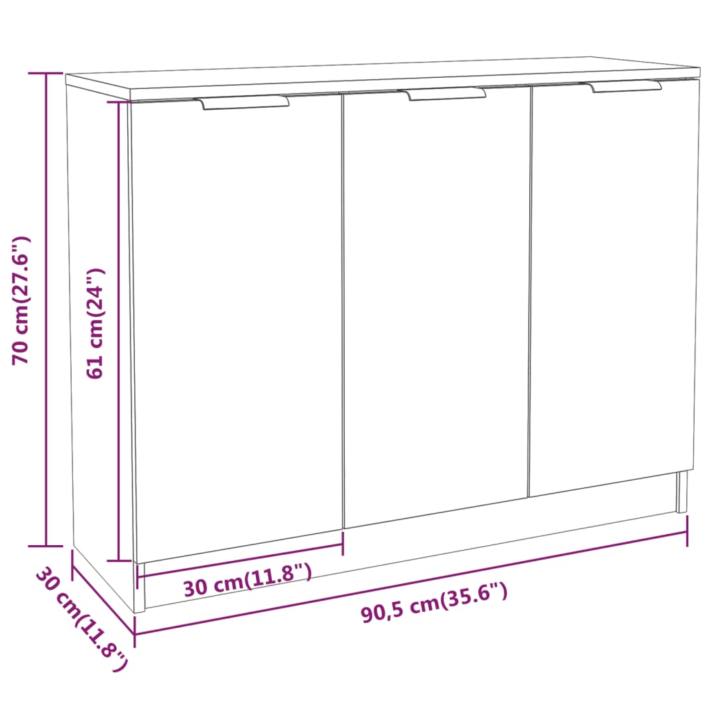 vidaXL Συρταριέρα Καπνιστή Δρυς 90,5 x 30 x 70 εκ. Επεξεργασμένο Ξύλο