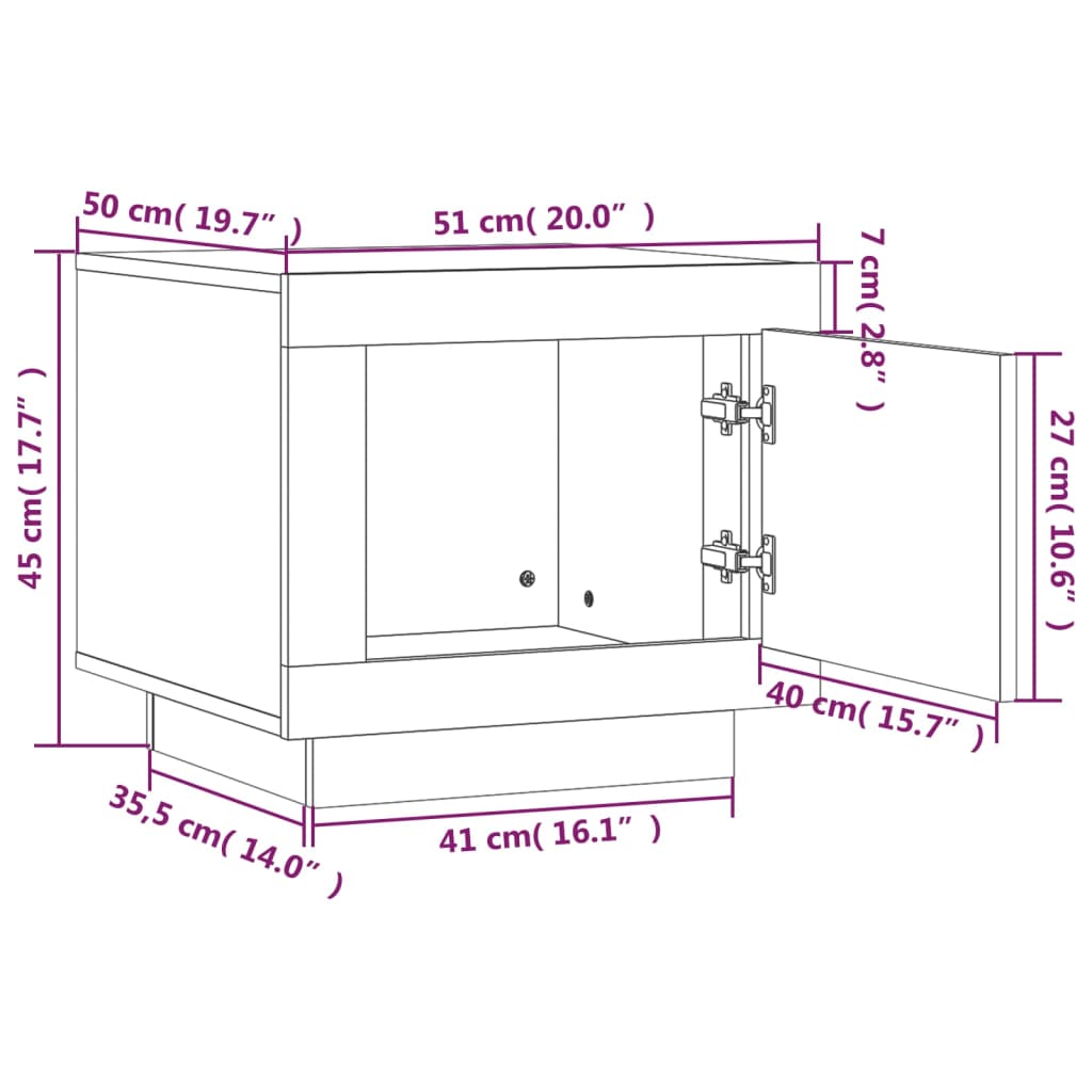 vidaXL Τραπεζάκι Σαλονιού Καπνιστή Δρυς 51x50x45 εκ Επεξεργασμένο Ξύλο