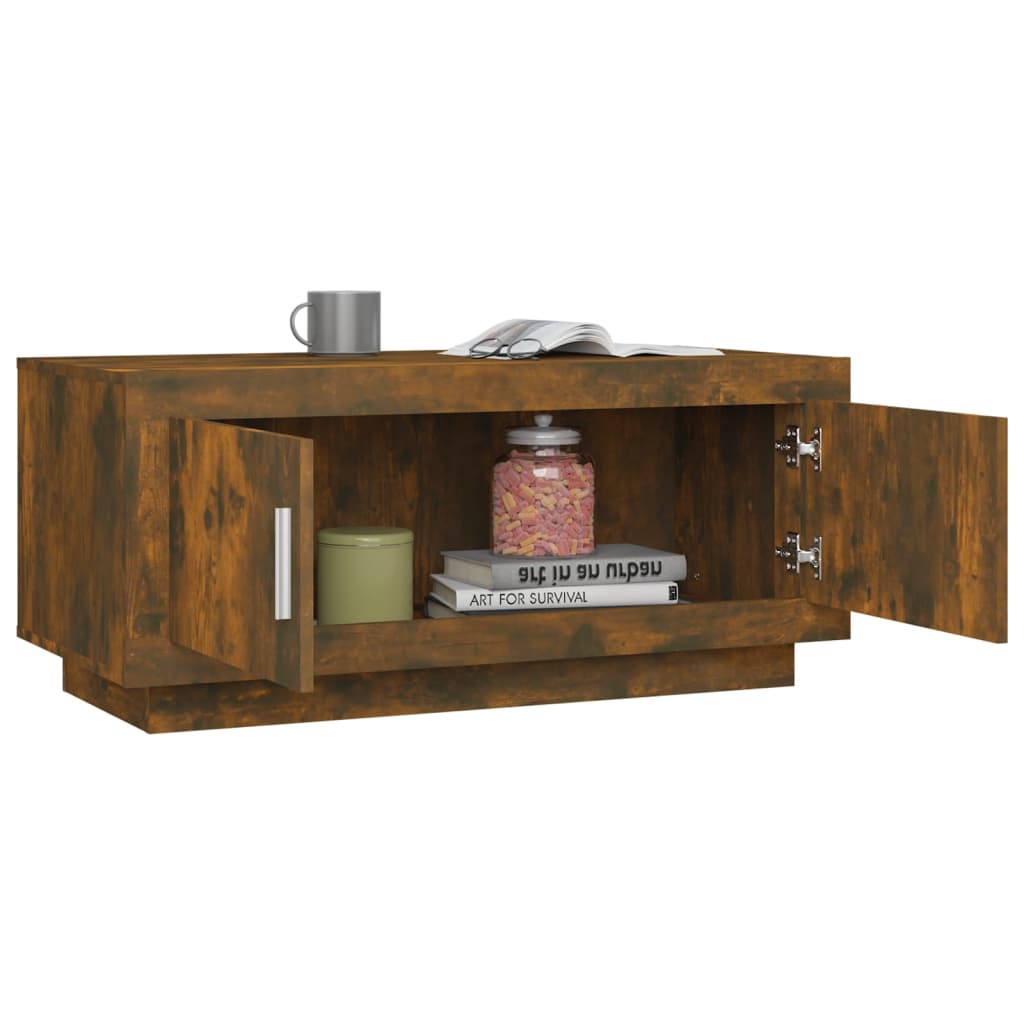 vidaXL Τραπεζάκι Σαλονιού Καπνιστή Δρυς 102x50x45εκ. από Επεξεργ. Ξύλο