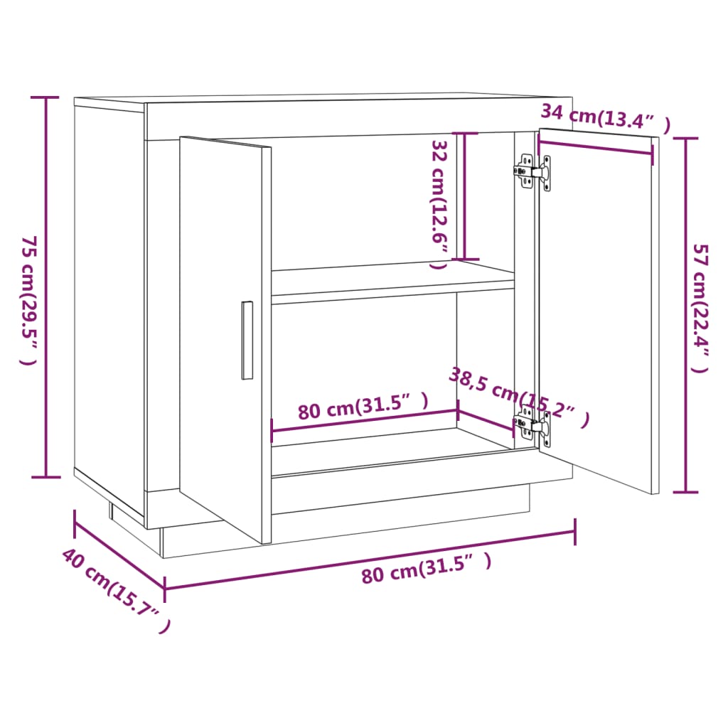 vidaXL Ντουλάπι Γκρι Sonoma 80 x 40 x 75 εκ. από Επεξεργασμένο Ξύλο