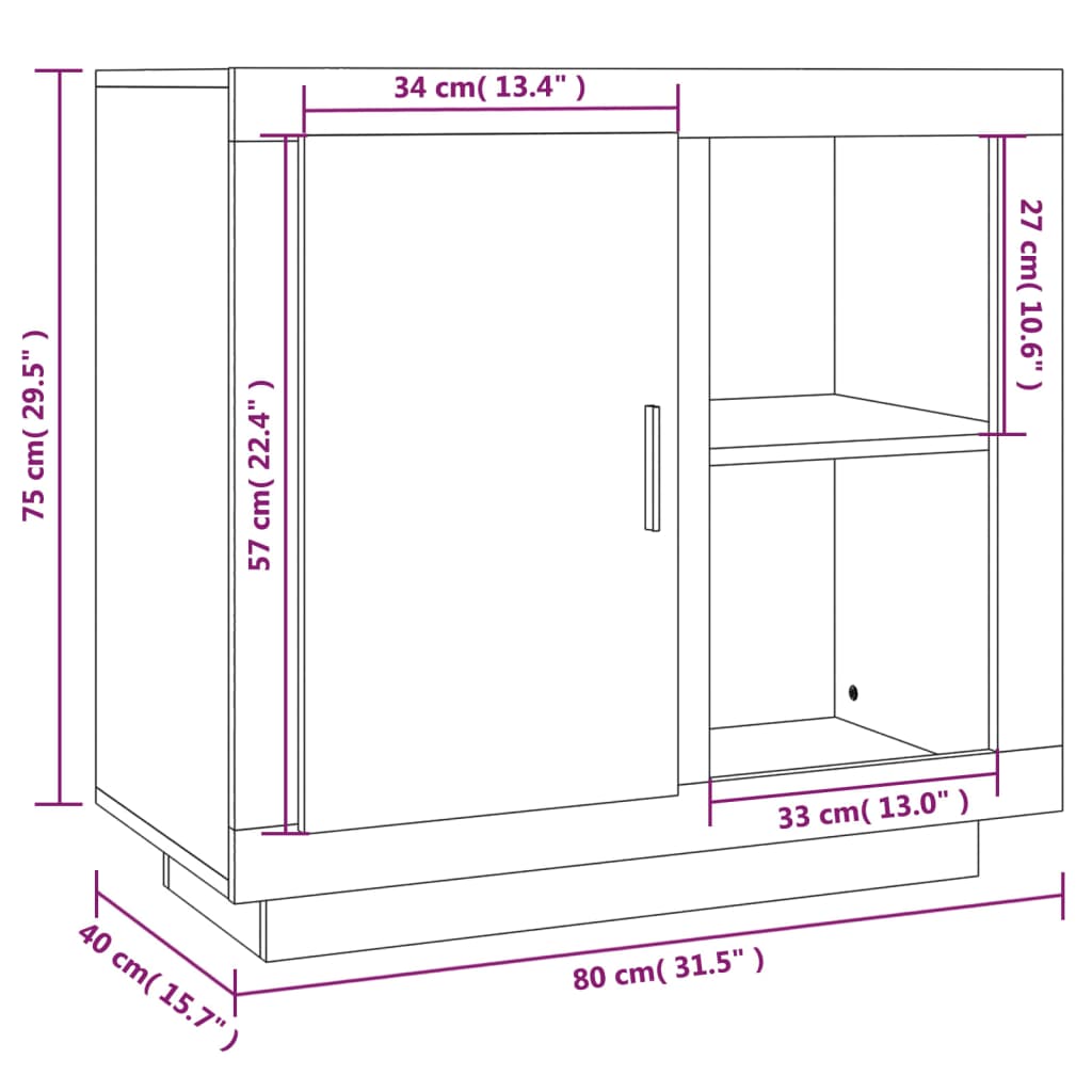 vidaXL Μπουφές Καπνιστή Δρυς 80 x 40 x 75 εκ.