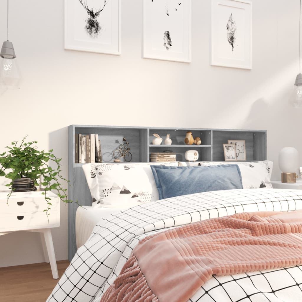 vidaXL Κεφαλάρι Με Αποθηκευτικό Χώρο Γκρι Sonoma 180 x 19 x 103,5 εκ.