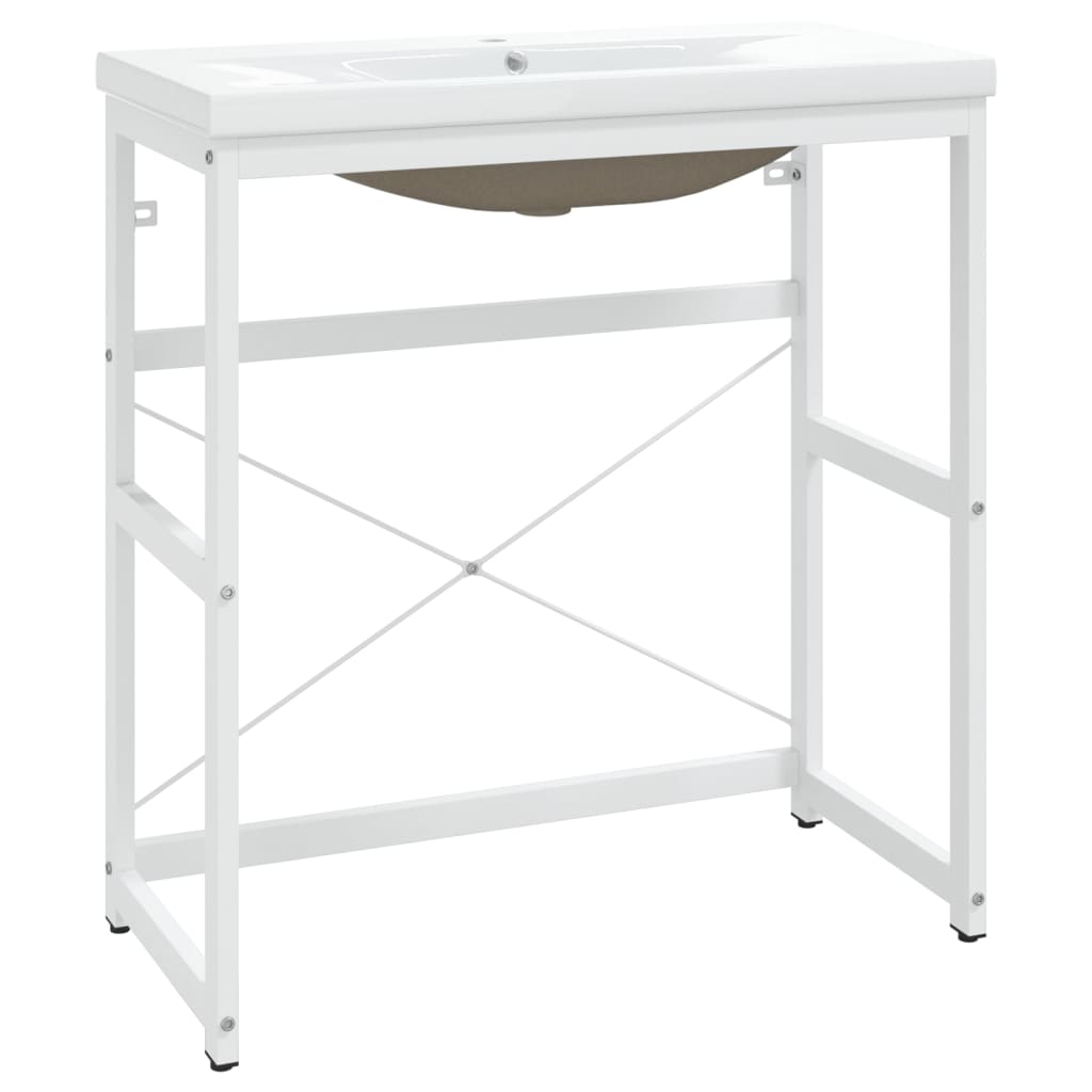 vidaXL Σκελετός Νιπτήρα Μπάνιου με Εντοιχισμένο Νιπτήρα Λευκό Σίδερο