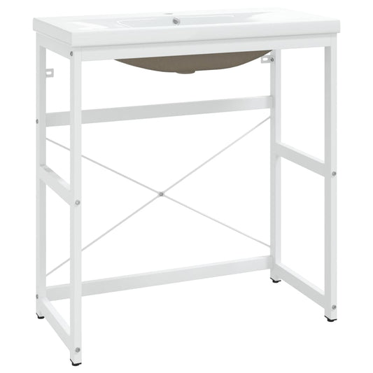 vidaXL Σκελετός Νιπτήρα Μπάνιου με Εντοιχισμένο Νιπτήρα Λευκό Σίδερο