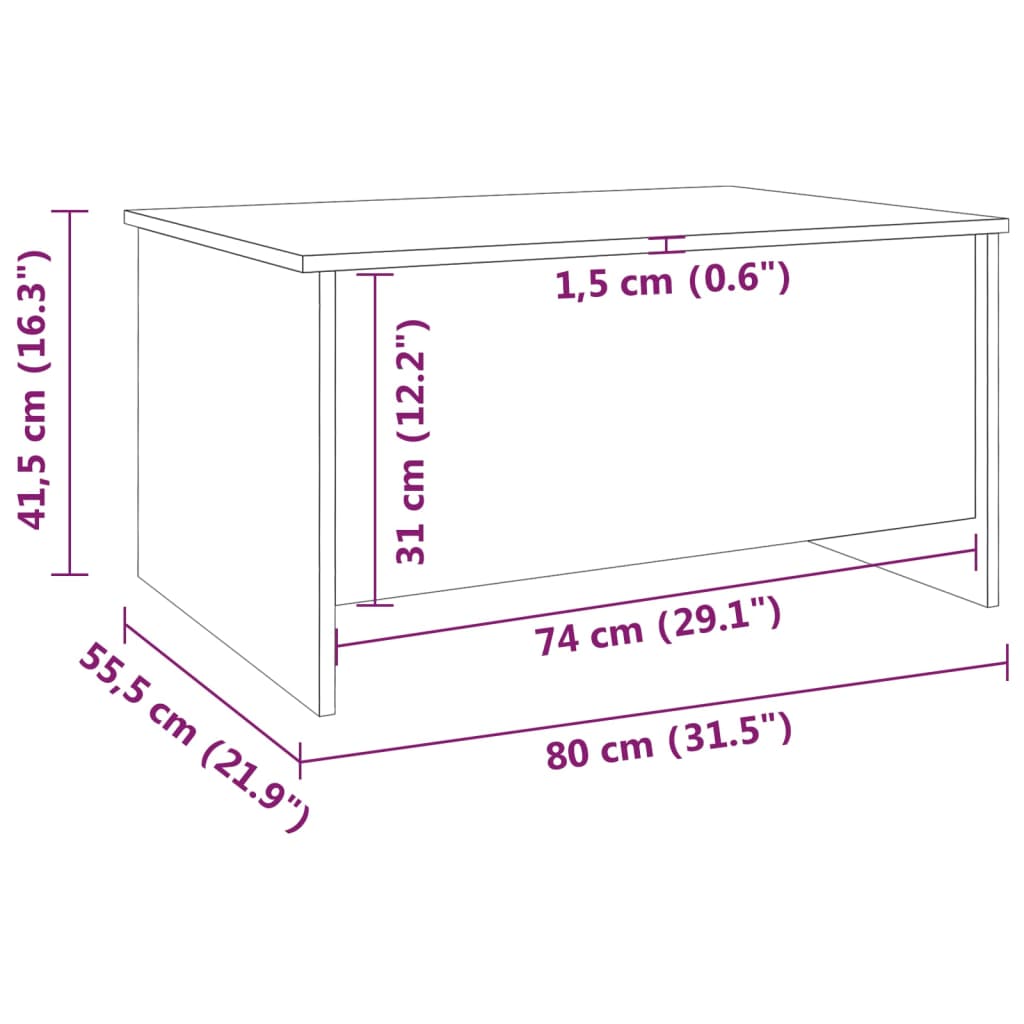 vidaXL Τραπεζάκι Σαλονιού Μαύρο 80x55,5x41,5 εκ. Επεξεργ. Ξύλο