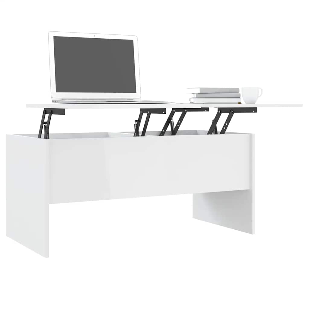 vidaXL Τραπεζάκι Σαλονιού Γυαλ. Λευκό 102x50,5x46,5 εκ. Επεξεργ. Ξύλο