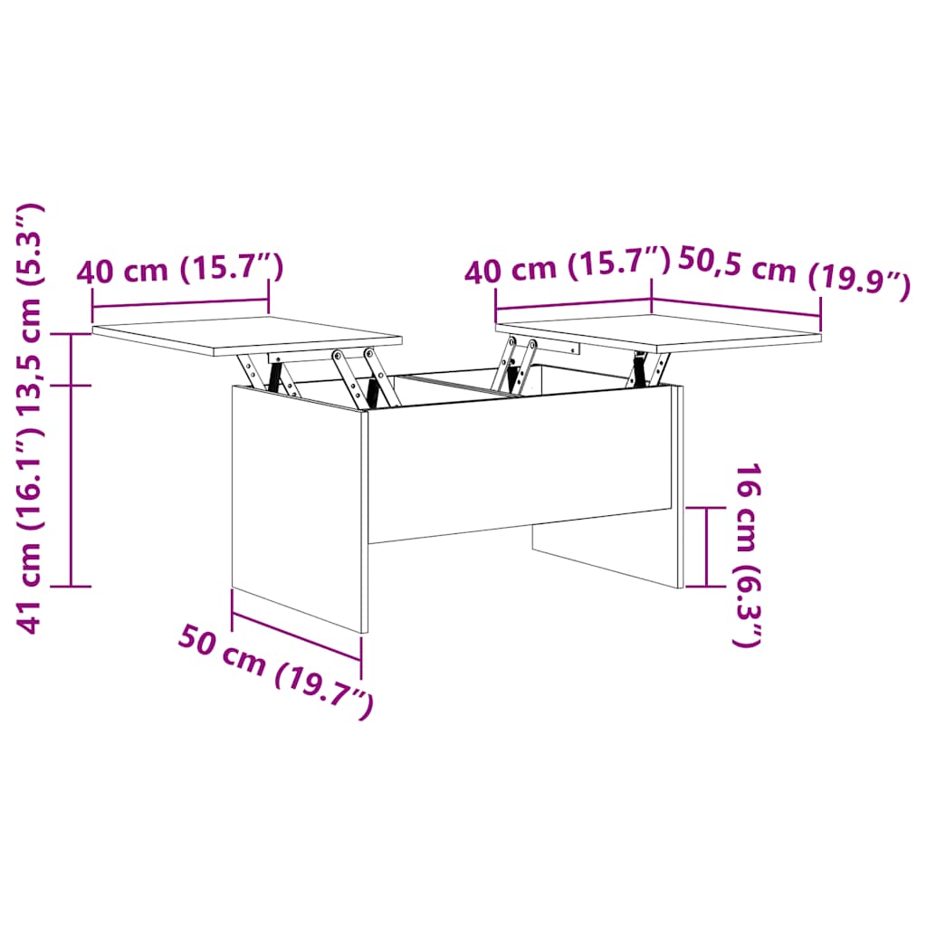 vidaXL Τραπεζάκι Σαλονιού Μαύρο 80x50x42,5εκ. Επεξεργασμένο Ξύλο