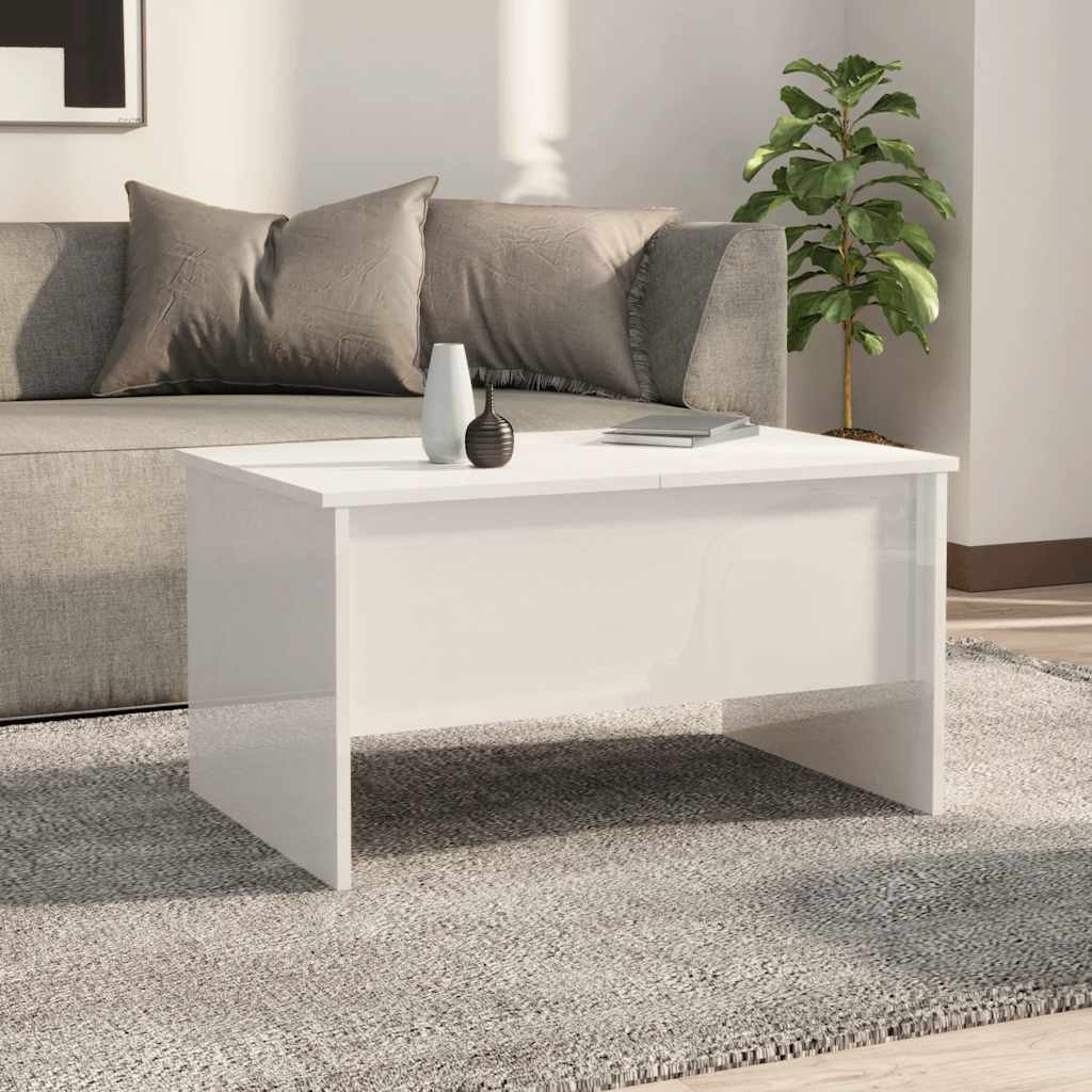 vidaXL Τραπεζάκι Σαλονιού Γυαλ. Λευκό 80x50x42,5 εκ. Επεξεργ. Ξύλο
