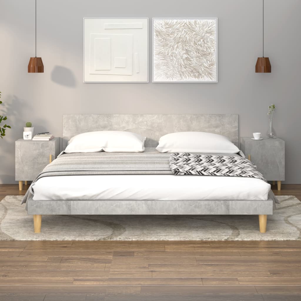 vidaXL Κομοδίνο Γκρι Σκυροδέματος από Επεξεργασμένο Ξύλο