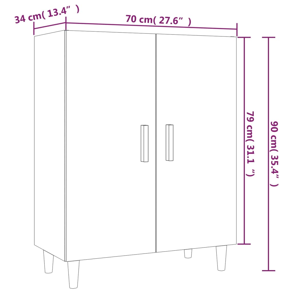 vidaXL Ντουλάπι Γκρι Σκυροδέματος 70 x 34 x 90 εκ. Επεξεργασμένο Ξύλο