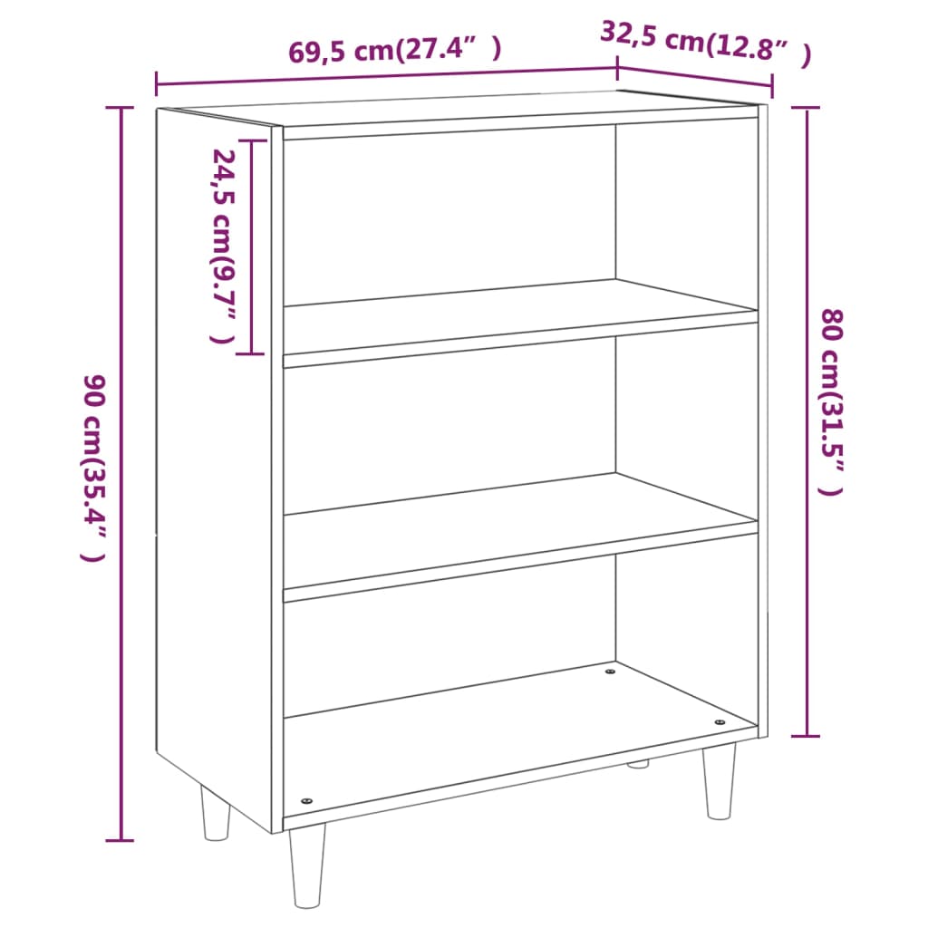 vidaXL Ντουλάπι Γκρι Σκυροδέματος 69,5x32,5x90 εκ. Επεξεργασμένο Ξύλο