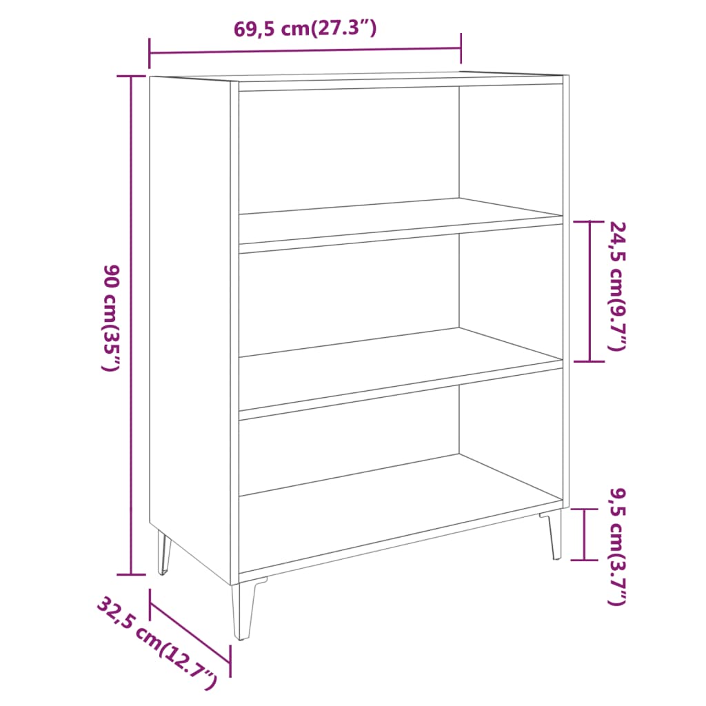 vidaXL Ντουλάπι Λευκό 69,5 x 32,5 x 90 εκ. από Επεξεργασμένο Ξύλο