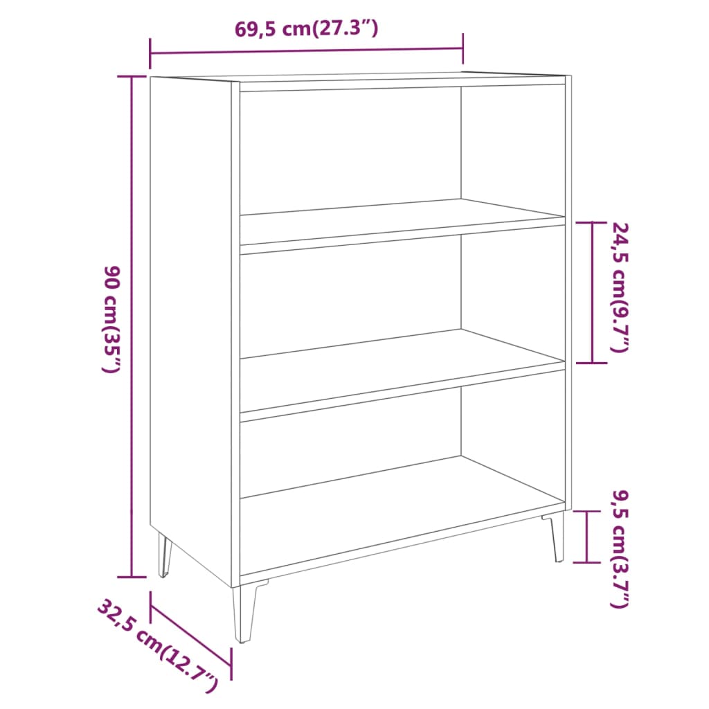 vidaXL Ντουλάπι Sonoma Δρυς 69,5x32,5x90 εκ. από Επεξεργασμένο Ξύλο