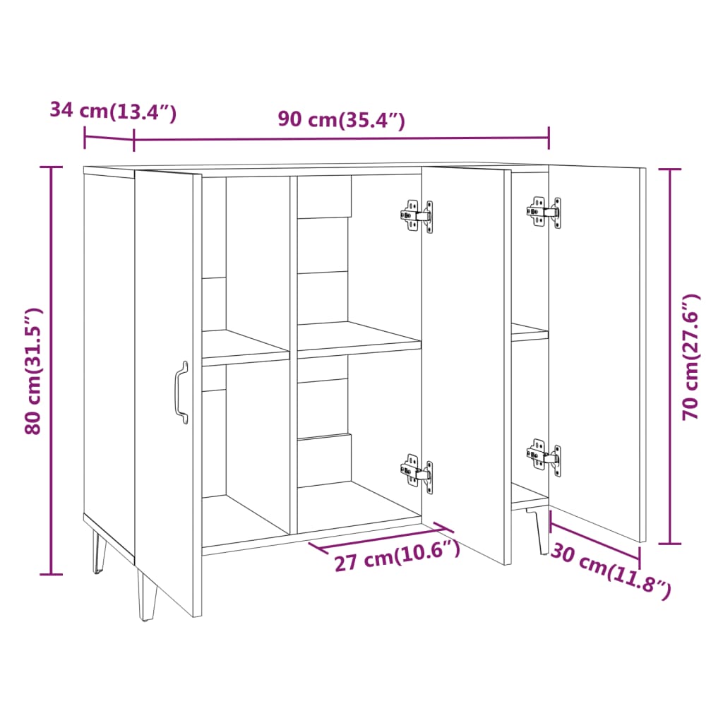 vidaXL Ντουλάπι Sonoma δρυς 90x34x80 εκ. Επεξεργασμένο Ξύλο