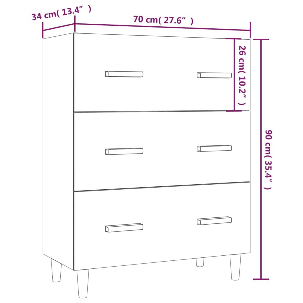 vidaXL Ντουλάπι Γκρι Sonoma 70 x 34 x 90 εκ. από Επεξεργασμένο Ξύλο