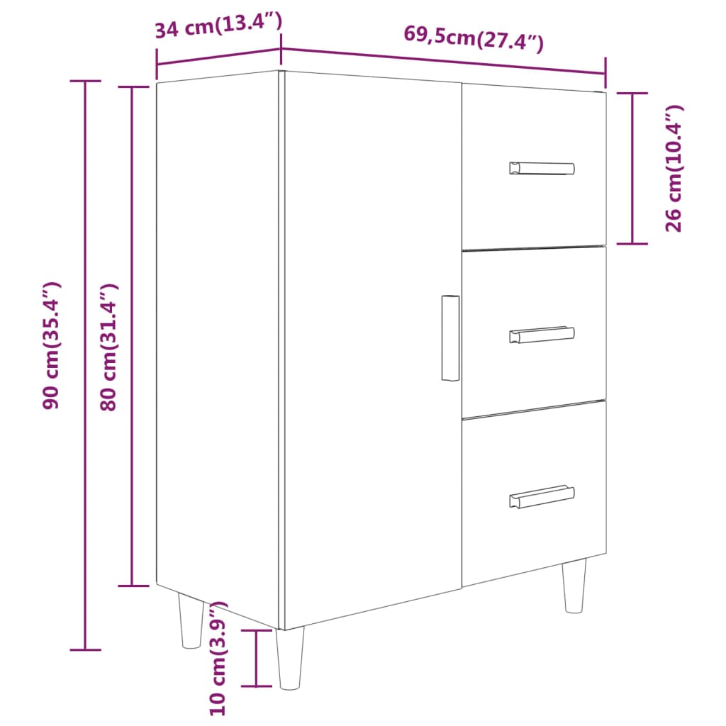 vidaXL Ντουλάπι Καπνιστή Δρυς 69,5 x 34 x 90 εκ. Επεξεργασμένο Ξύλο