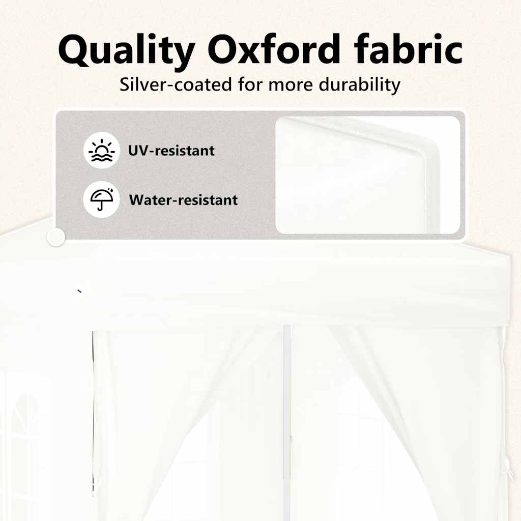 vidaXL Τέντα Εκδηλώσεων Πτυσσόμενη με Πλαϊνά Τοιχώματα Λευκή 2 x 2 μ.