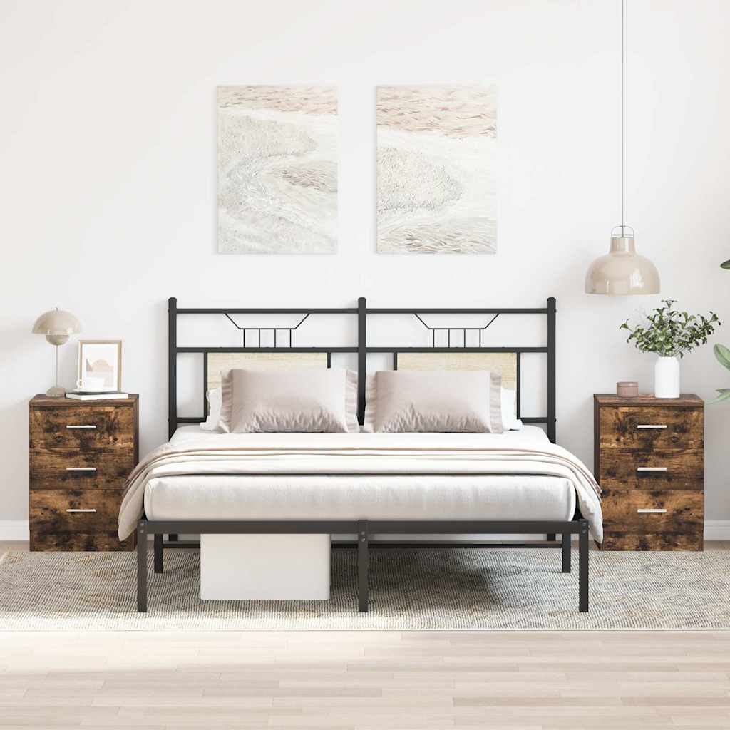 vidaXL Κομοδίνα 2 Τεμ. Καπνιστή Δρυς 38x35x56 εκ. από Επεξεργ. Ξύλο