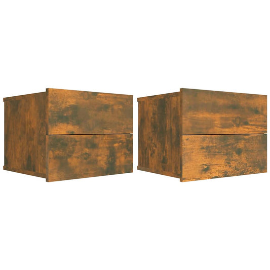 vidaXL Κομοδίνα 2 Τεμ. Καπνιστή Δρυς 40x30x30 εκ. από Επεξεργ. Ξύλο