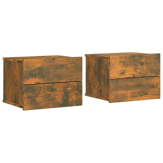 vidaXL Κομοδίνα 2 Τεμ. Καπνιστή Δρυς 40x30x30 εκ. από Επεξεργ. Ξύλο