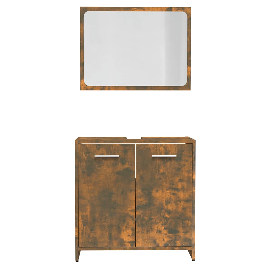 vidaXL Σετ Επίπλων Μπάνιου Καπνιστή Δρυς από Τεχν. Ξύλο