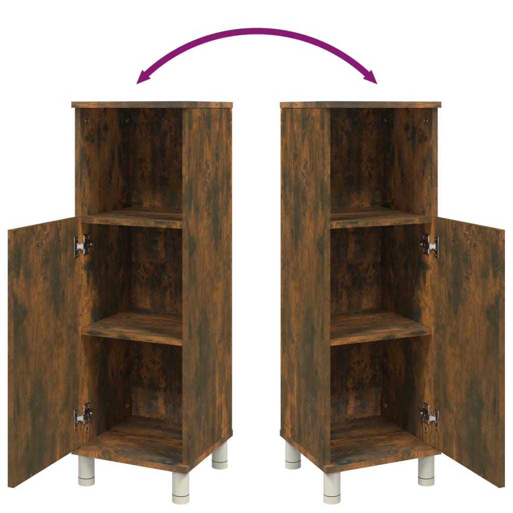 vidaXL Ντουλάπι Μπάνιου Καπνιστή Δρυς 30x30x95 εκ. Επεξεργασμένο Ξύλο